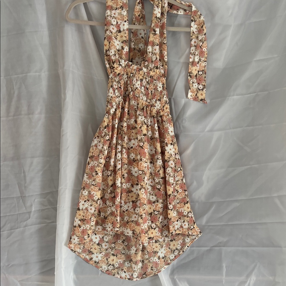Cider Backless Floral Dress - Pink and Cream